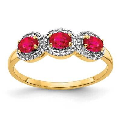 Composite Ruby &amp; Diamond Three Stone Ring 14k Gold RM5744-RU-013-YA, MPN: RM5744-RU-013-YA, 1911017…