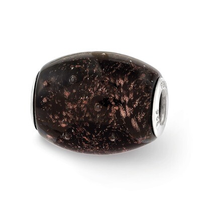 Black Glitter Midnight Illusions Fenton Glass Bead Sterling Silver QRS3646, MPN: QRS3646, 197276503…