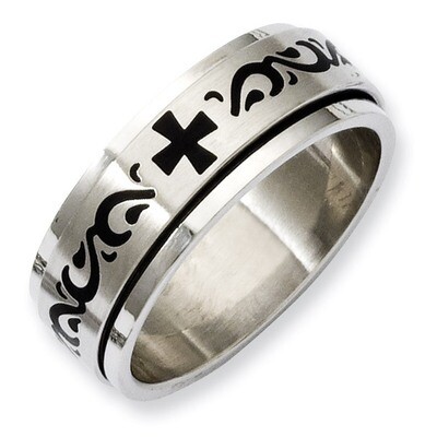 Enamel Swirl Design 8mm Brushed Polished Band - Stainless Steel SR214 by Chisel, MPN: SR214, 886774…