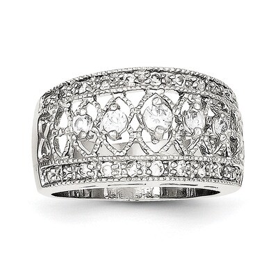 Vintage Polished Ring Sterling Silver CZ QR1372-6, MPN: QR1372, 883957181356