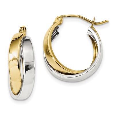 Polished Double Hoop Earrings 10k Two-tone Gold 10ER287, MPN: 10ER287, 191101169328
