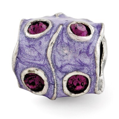 Purple Swarovski Elements &amp; Enamel Bead - Sterling Silver QRS2793, MPN: QRS2793, 883957764115