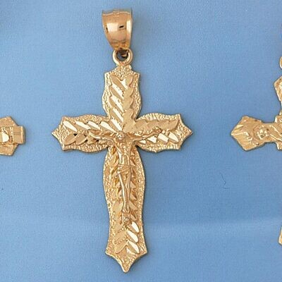 Dazzlers Jewelry Jesus Christ on Cross Pendant Necklace Charm Bracelet in Yellow, White or Rose Gol…