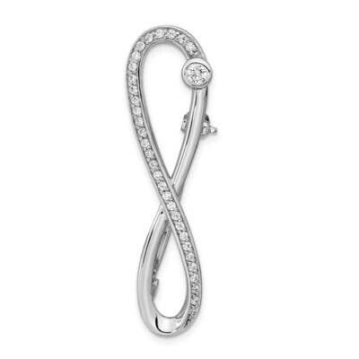 CZ Diamond Infinity Symbol Pin Brooch Sterling Silver Rhodium-plated QP5427, MPN: QP5427,