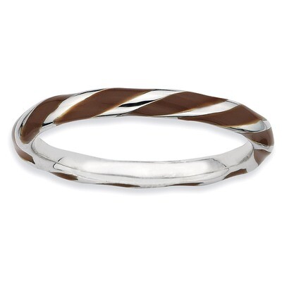 Twisted Brown Enameled Ring - Sterling Silver QSK551, MPN: QSK551, 886774010519