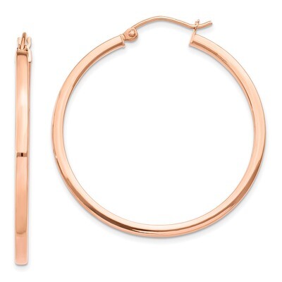 Light Weight Square Tube Hoop Earrings 14k Rose Gold TF734, MPN: TF734, 191101361197