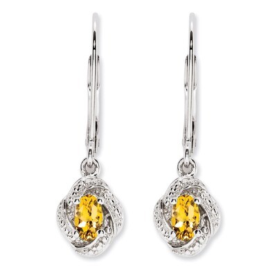 November Citrine Earrings Sterling Silver Diamond QBE12NOV, MPN: QBE12NOV, 886774187594