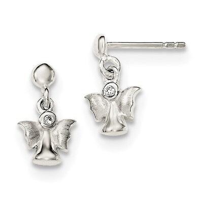 Satin Angel Post Earrings Sterling Silver Polished QE12943, MPN: QE12943, 191101228971