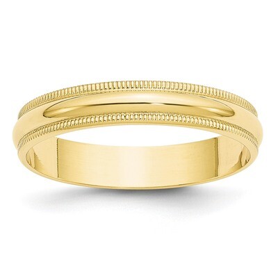 4mm Lightweight Milgrain Half Round Band 10k Yellow Gold 1ML040 Engravable, MPN: 1ML040, 8867744558…