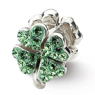 Light Green Swarovski Elements Clover Bead - Sterling Silver QRS1898, MPN: QRS1898, 883957310947