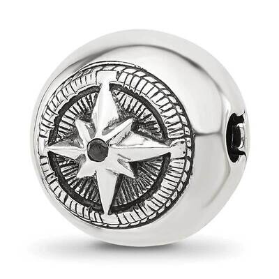 Round Star Compass Hinged Bead Sterling Silver QRS4314, MPN: QRS4314,