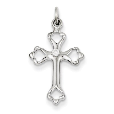 Budded Cross Diamond Charm Sterling Silver QC3344, MPN: QC3344, 883957478920