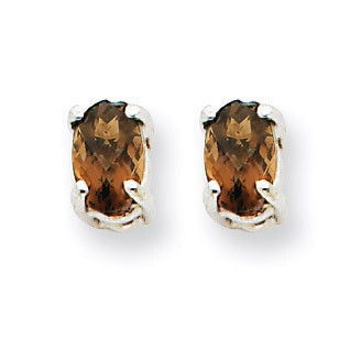 5x3 Oval Smokey Quartz Earrings 14k White Gold XE85WCQ, MPN: XE85WCQ, 883957105611