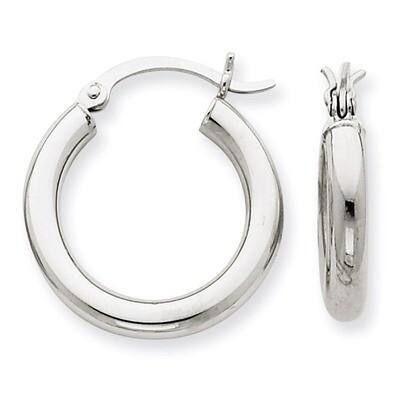 3mm Hoop Earrings 10k White Gold 10T1125, MPN: 10T1125, 883957895499