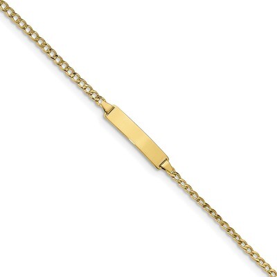 6 Inch Semi-solid Curb Link ID Bracelet 10k Gold 10DCID132-6, MPN: 10DCID132-6, 191101440649