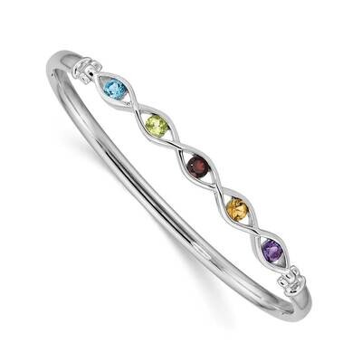 Multi-gemstone Hinged Bangle Sterling Silver Rhodium-plated QB1302, MPN: QB1302, 196904160657