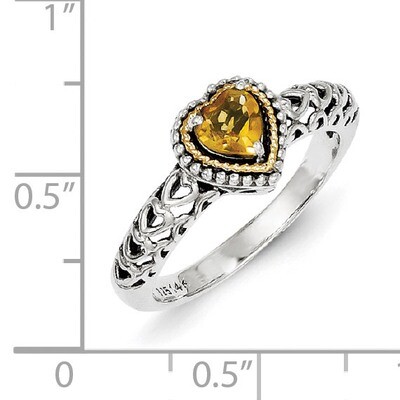 Citrine Ring Sterling Silver &amp; 14k Gold QTC841, MPN: QTC841, 883957483382