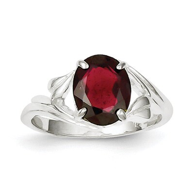 Garnet Ring Sterling Silver Rhodium-plated QR741-6, MPN: QR741, 815479014614