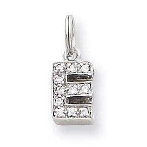 CZ Initial E Charm Sterling Silver QC4214E