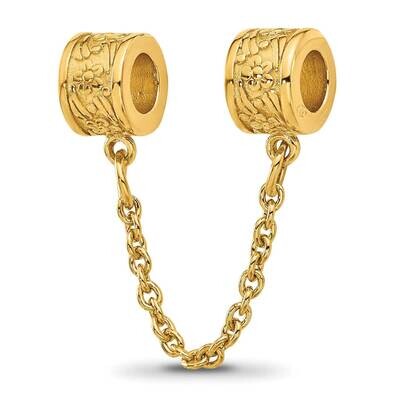 Gold-plated Floral Safety Chain Bead Sterling Silver QRS120GP, MPN: QRS120GP,
