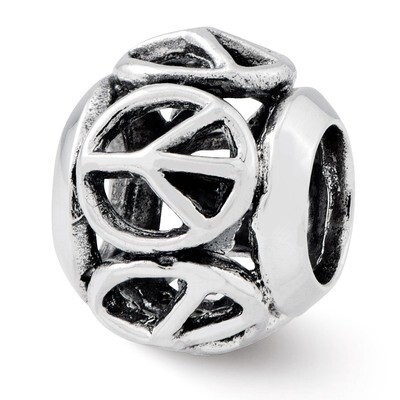 Peace Sign Bead - Sterling Silver QRS2432, MPN: QRS2432, 191101488115
