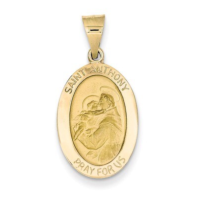 Saint Anthony Medal Pendant 14k Gold Polished and Satin XR1289, MPN: XR1289, 883957974743