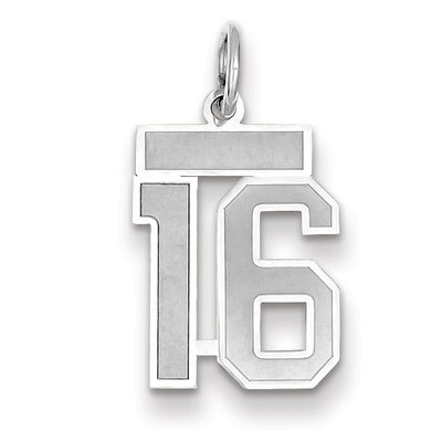 Number 16 Charm Small Satin 14k white Gold WSS16, MPN: WSS16, 883957071084