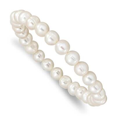 6-7mm White Stretch Bracelet Freshwater Pear QH5463, MPN: QH5463, 883957178011