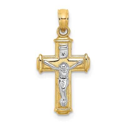 Polished Block Crucifix Inri Charm 14k Gold Rhodium K9460, MPN: K9460, 637218163755