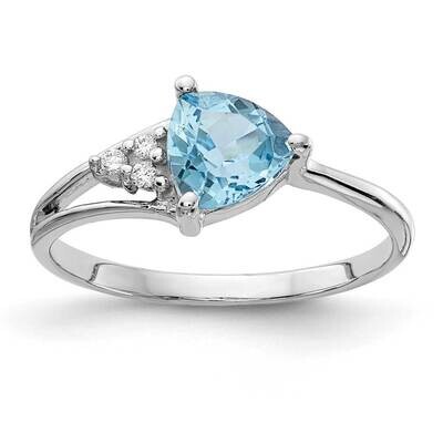 6mm Blue Topaz Diamond Ring 14k White Gold Y4745BT_AA, MPN: Y4745BT_AA, 883957604657