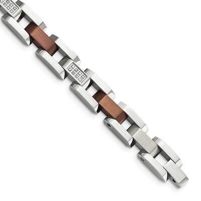 Brown IP-plated 1/4ct. Diamond 8.5 Inch Bracelet Stainless Steel SRB453-8.5 by Chisel, MPN: SRB453-…