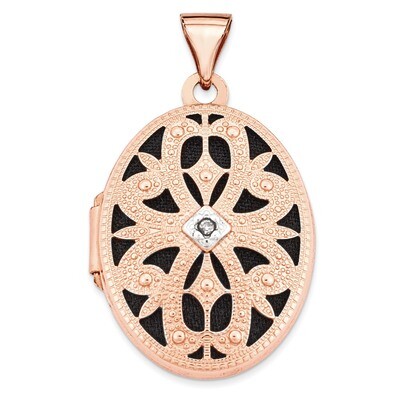 21Mm Oval with Diamond Vintage Blk Interior Locket 14k Rose Gold XL671, MPN: XL671, 883957144689