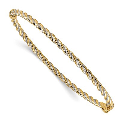 7 Inch Polished Hinged Bangle Bracelet 14K Two Tone Gold DB630, MPN: DB630, 191101980107
