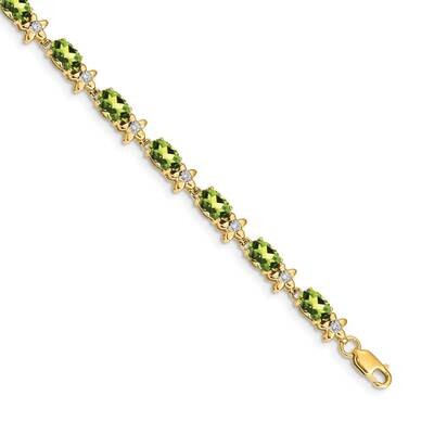 Floral Diamond Peridot Bracelet 14k Gold BM4495-PE-010-YA, MPN: BM4495-PE-010-YA, 883957253831
