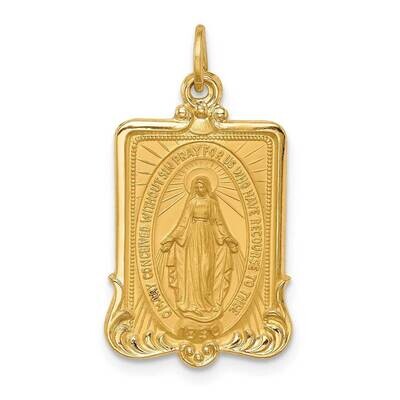 Large Rectangle Framed Miraculous Medal 14k Gold Solid Polished Satin XR1750, MPN: XR1750, 88395760…