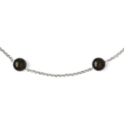 10-11Mm Black Shell Bead 7 Station Necklace Sterling Silver QMJN107B-21, MPN: QMJN107B-21, 88677429…