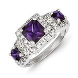 Purple Square Diamond Ring Sterling Silver QR2303, MPN: QR2303, 191101285028