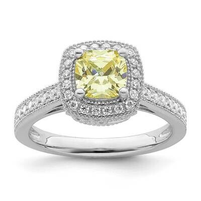 White and Yellow CZ Diamond Ring Sterling Silver Rhodium-Plated QR7389, MPN: QR7389,