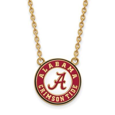 University of Alabama Large Enamel Pendant with Chain Necklace Gold-plated Silver GP092UAL-18, MPN:…