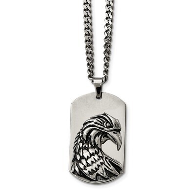 Antiqued Eagle Necklace Stainless Steel Polished SRN1812-22 by Chisel, MPN: SRN1812-22, 191101553387