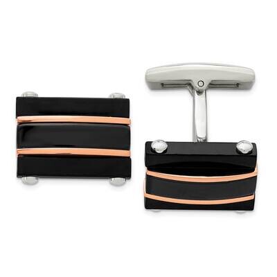 Black and Rose Ip Plated Cufflinks Stainless Steel Polished SRC341, MPN: SRC341, 886774622200