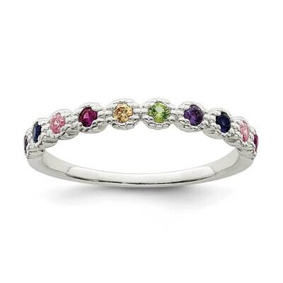 Rainbow CZ Diamond Ring Sterling Silver Polished QR7368, MPN: QR7368,