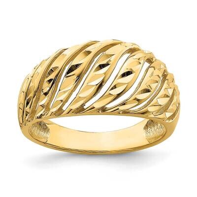 Open Slash Dome Ring 14k Gold Diamond-cut K4626, MPN: K4626, 637218111343
