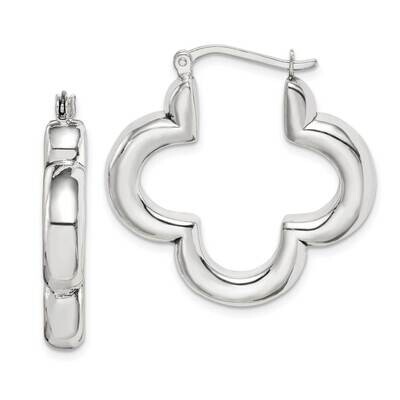 Clover Hoop Earrings Sterling Silver Polished QE14146, MPN: QE14146, 886774069708