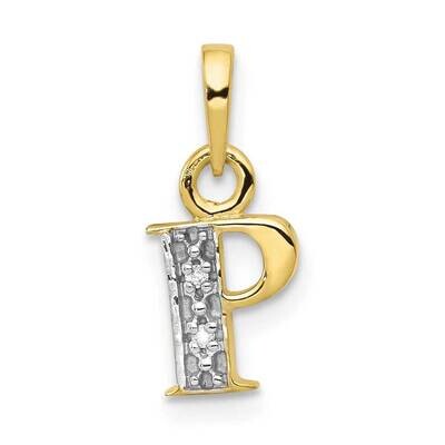 Diamond Initial P Charm 10k Gold and Rhodium 10YC250P, MPN: 10YC250P,