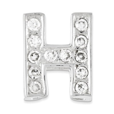 CZ Initial H Charm Sterling Silver QC6527H