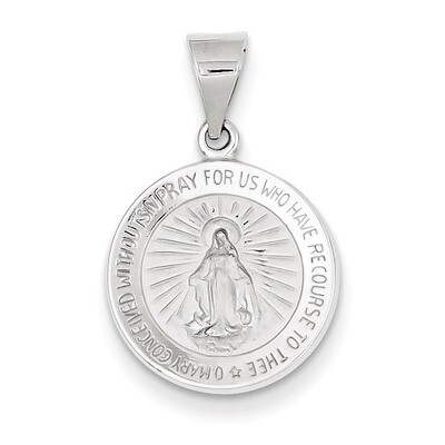 Polished and Satin Miraculous Medal Pendant 14k White Gold XR1272, MPN: XR1272, 886774619347