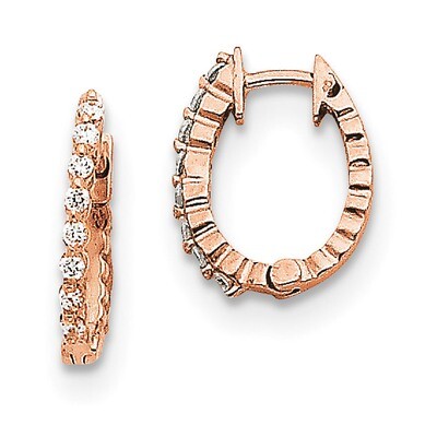 Diamond Hinged Hoop Earrings 14k Rose Gold XE2911A, MPN: XE2911A,