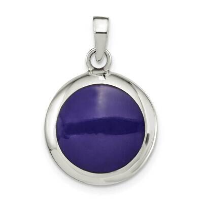 Mop &amp; Synthetic Lapis Round Pendant Sterling Silver Polished QP5468, MPN: QP5468,
