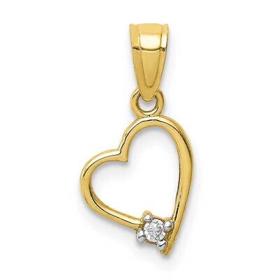 Heart Pendant 10k Gold CZ Diamond 10C1438, MPN: 10C1438,